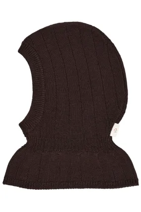 MERINO RIB KNITTED BALACLAVA - DK BROWN