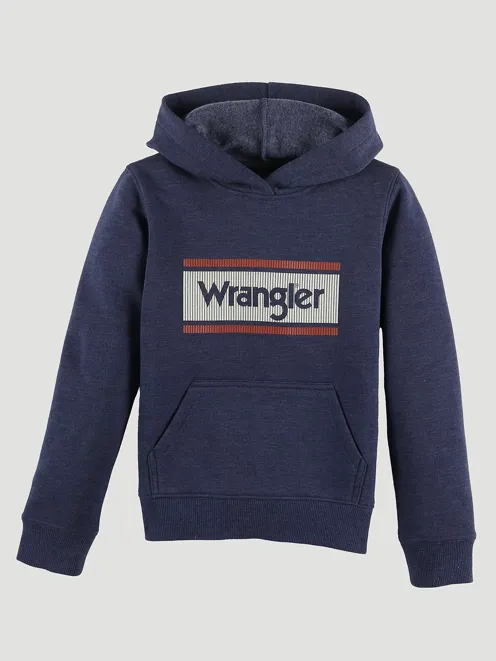 112319242 - Wrangler® Boy’s Classic Wrangler Logo Tag Pullover Hoodie - Denim Heather