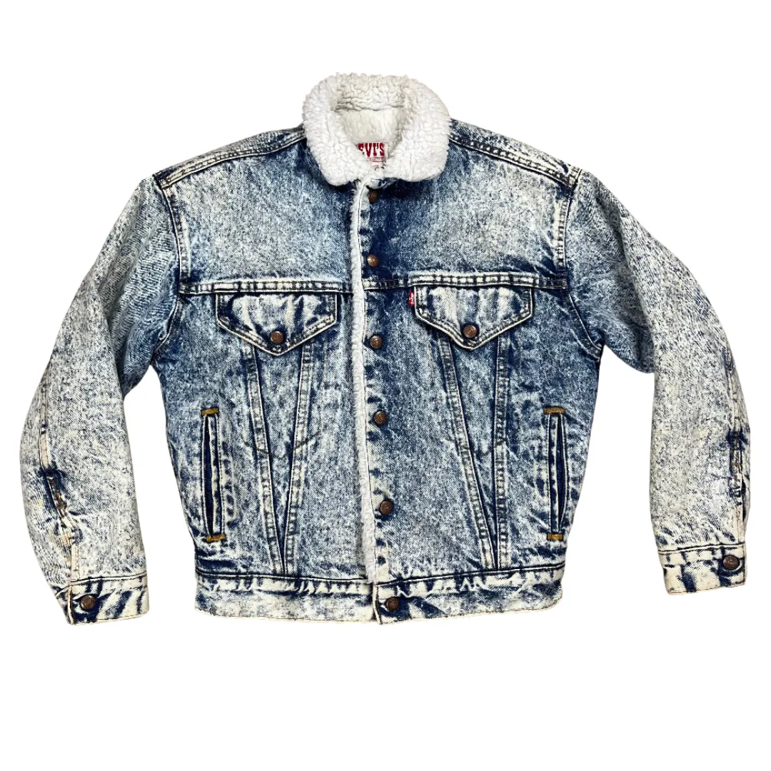 1980s Acid Wash Sherpa-Lined Denim Jacket by LEVI'S