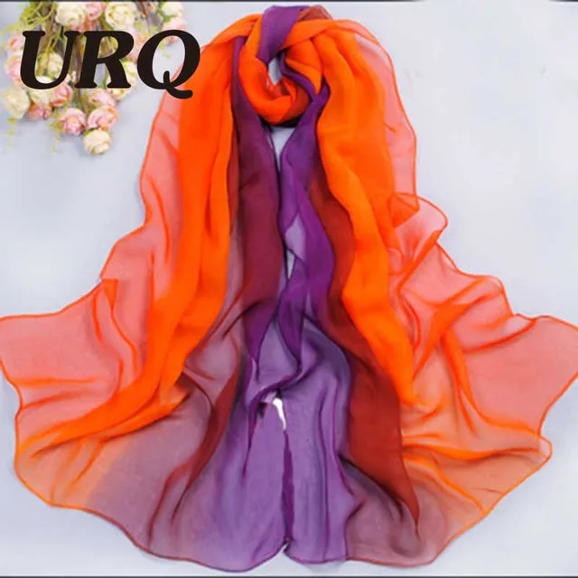 1pc Summer New arrival Fashion Chiffon scarves Gradient colors georgette female silk scarves 50 *160cm Q5A16007