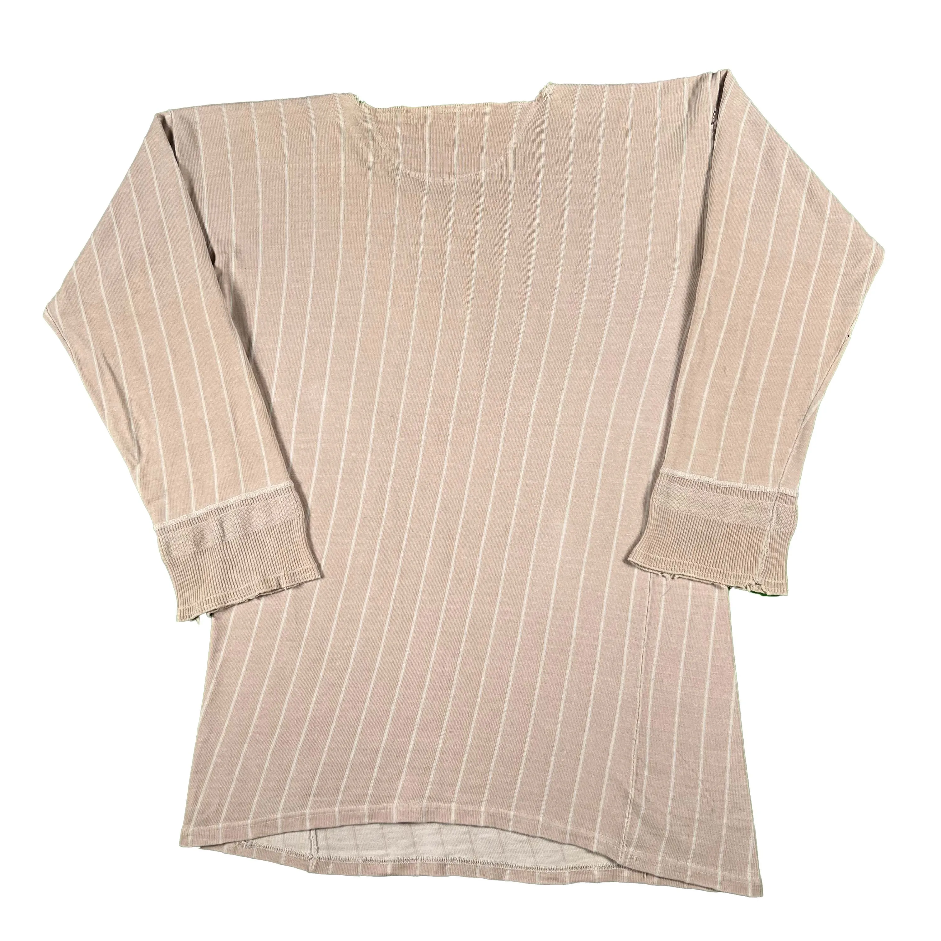 50s Striped Cotton Thermal Shirt- M