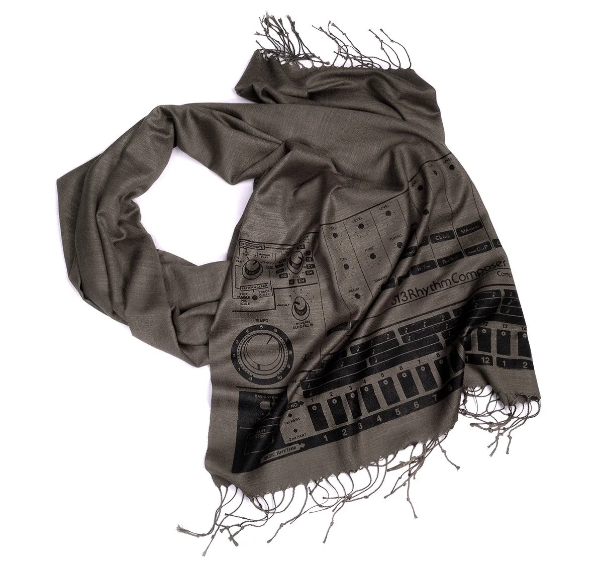 808 Drum Machine scarf, linen-weave pashmina