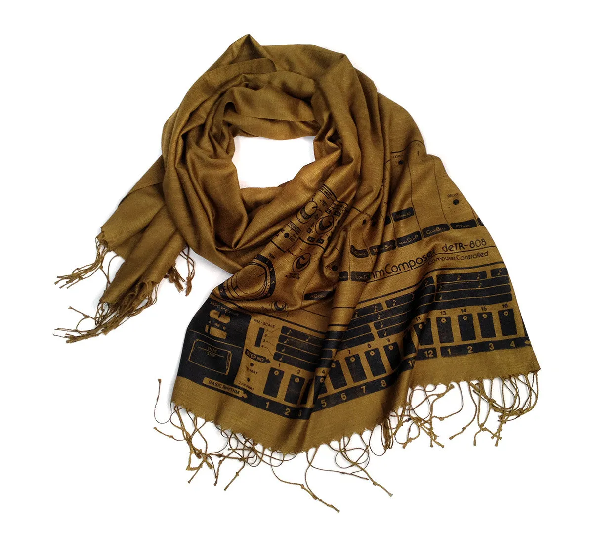 808 Drum Machine scarf, linen-weave pashmina