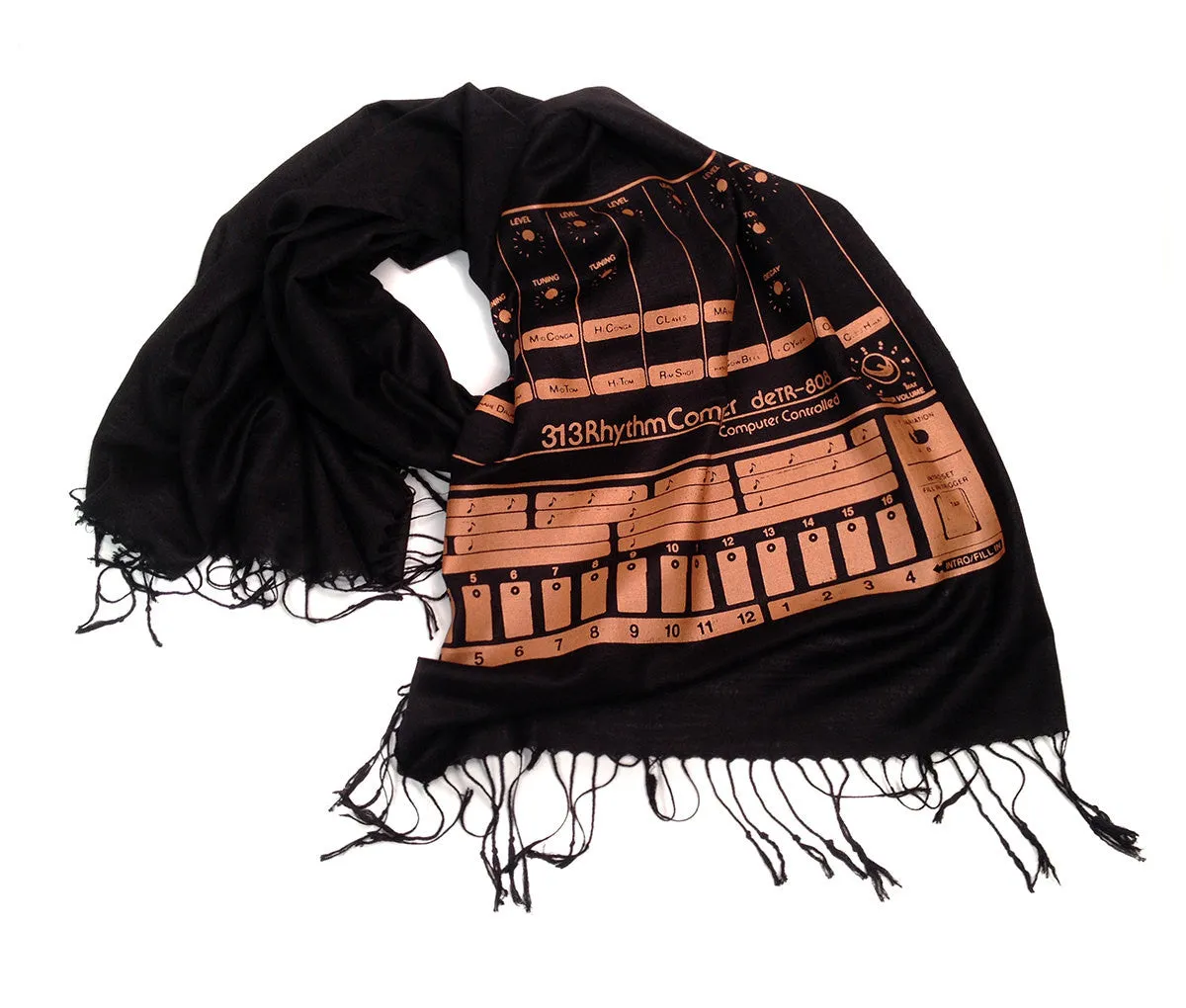 808 Drum Machine scarf, linen-weave pashmina