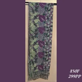 850F - 299PP , Fringed Scarf with dragonflies