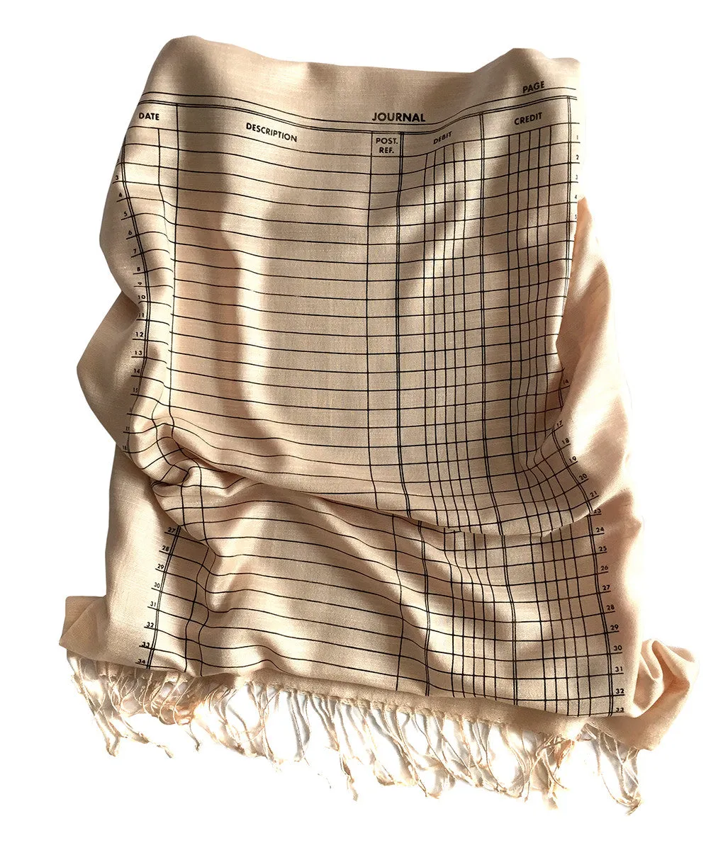 Accountant Scarf. Ledger Paper linen weave pashmina