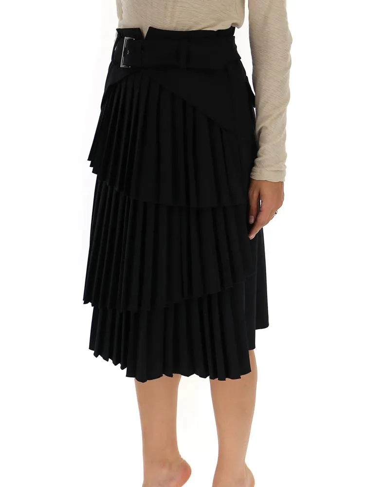 Alberta Ferretti Pleated Layered Midi Skirt