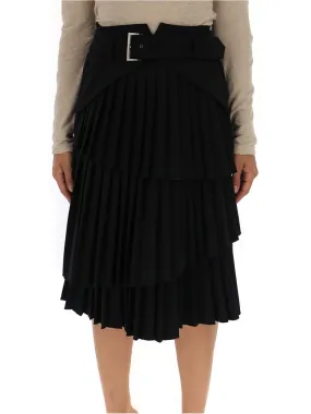 Alberta Ferretti Pleated Layered Midi Skirt