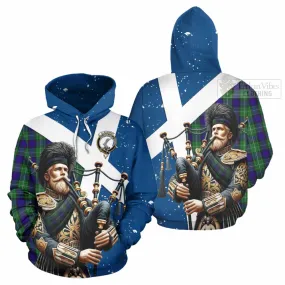 Alexander Tartan Hoodie with Family Crest Scottish Bagpiper Vibes