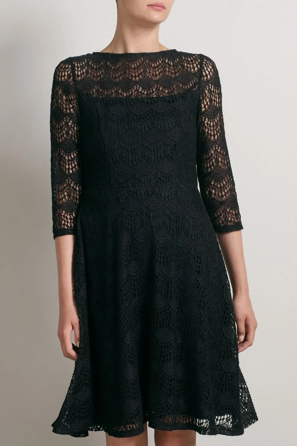 ALICE TEMPERLEY Somerset Black Fit and Flare Skater Dress (UK 06)