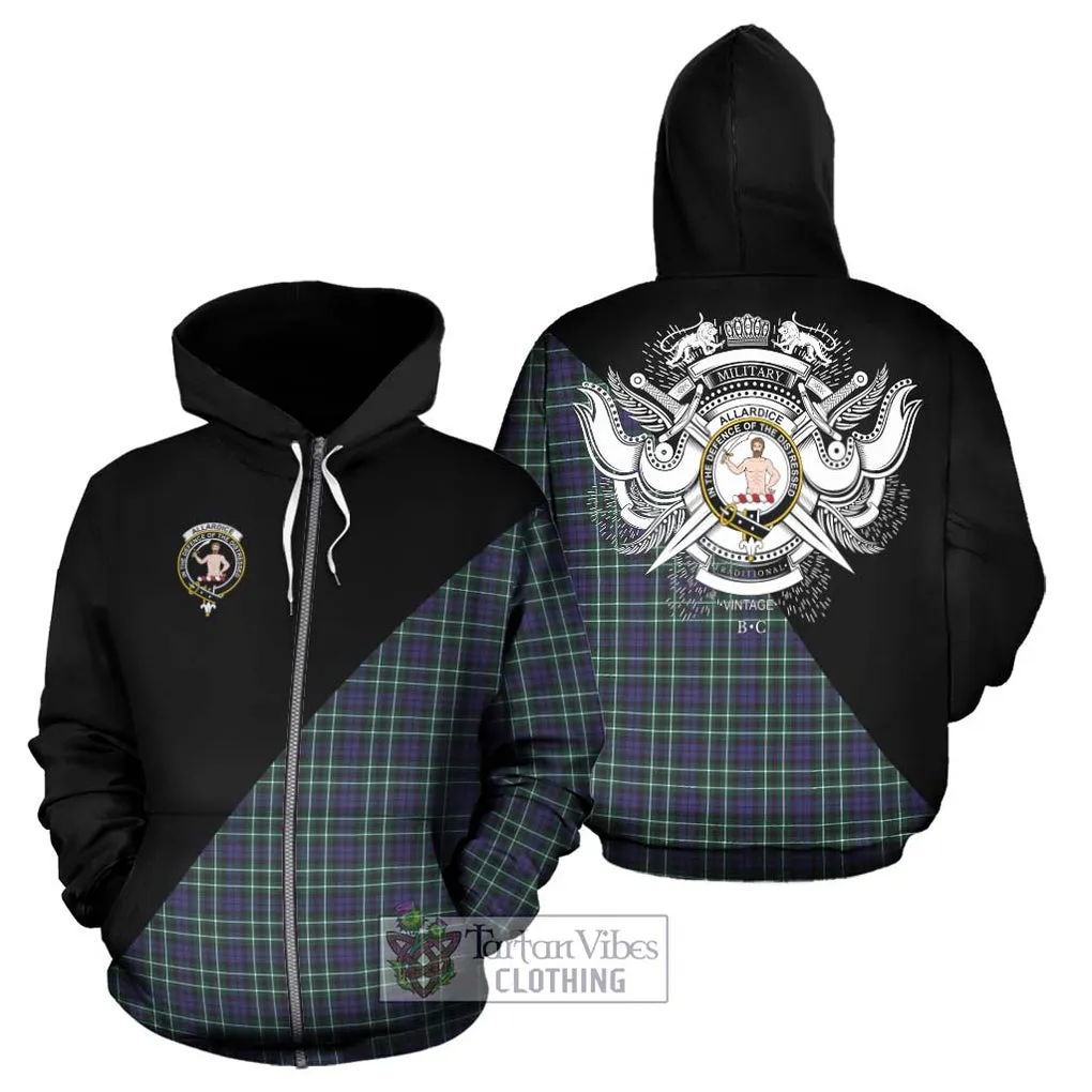 Allardice Tartan Hoodie with Family Crest and Military Logo Style