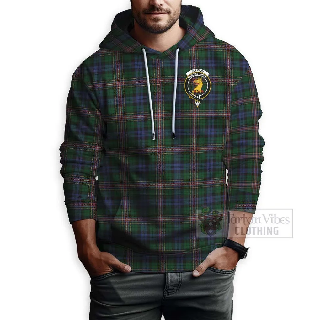 Allison Tartan Hoodie with Family Crest Celtic Skull Style