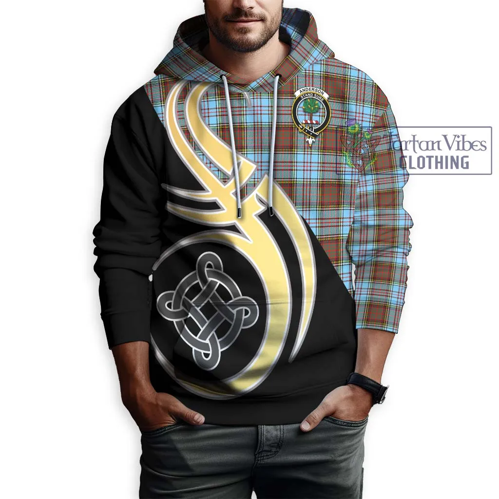 Anderson Ancient Tartan Hoodie with Family Crest and Celtic Symbol Style