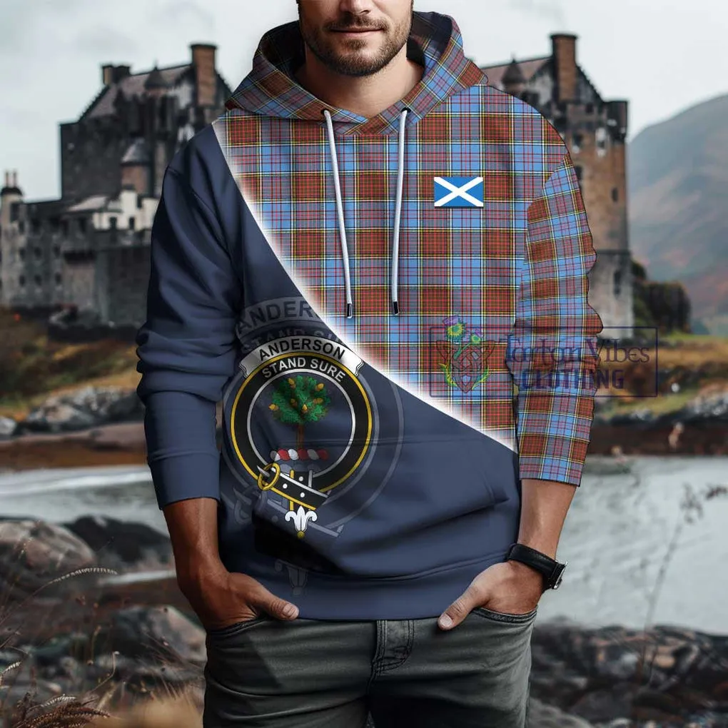 Anderson Modern Tartan Hoodie with Personalised National Flag and Family Crest Half Style