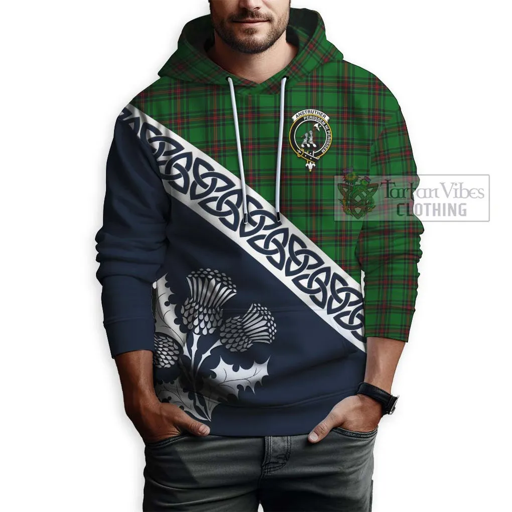 Anstruther Tartan Hoodie Featuring Thistle and Scotland Map