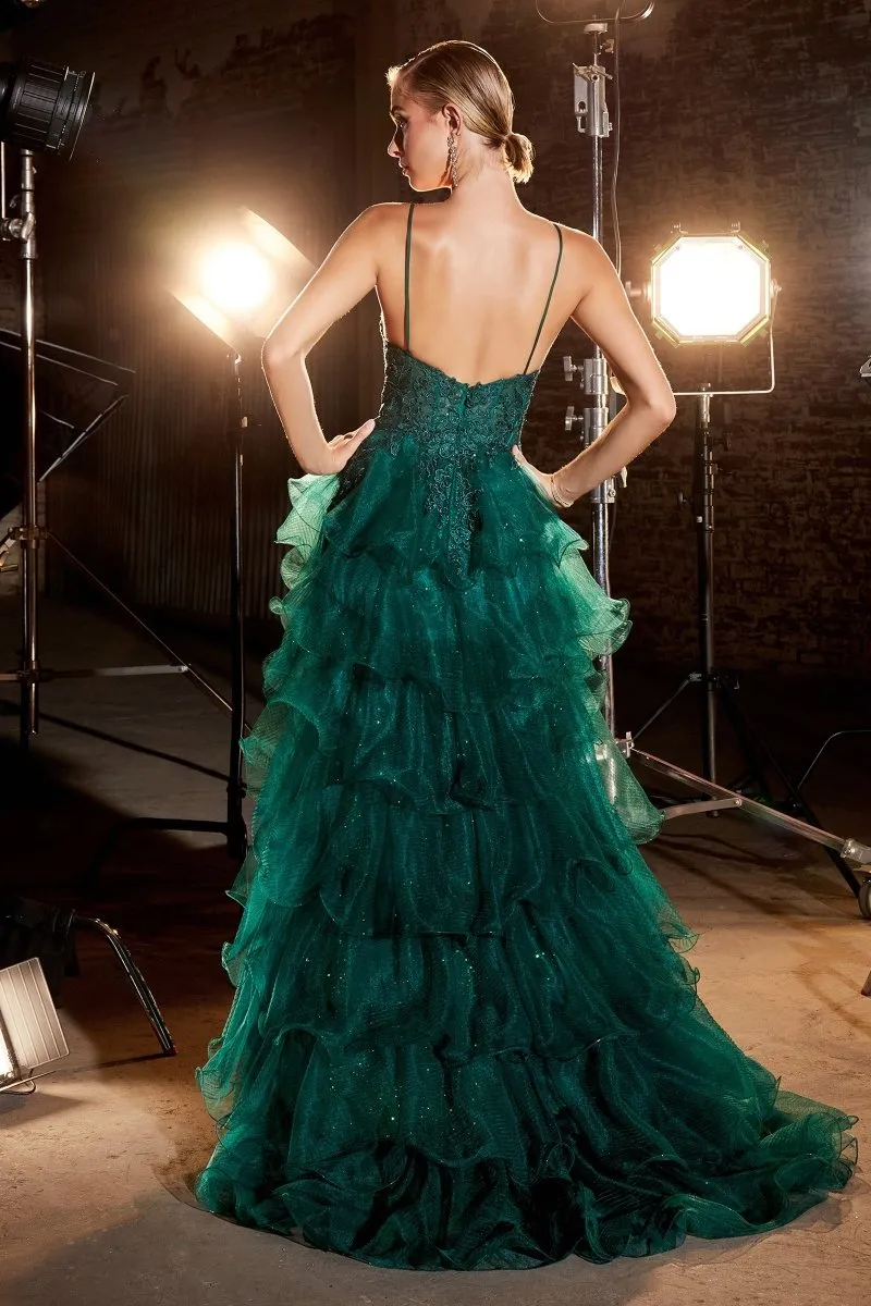 ARDEN Green Tulle Layered Ball Gown Prom Dress