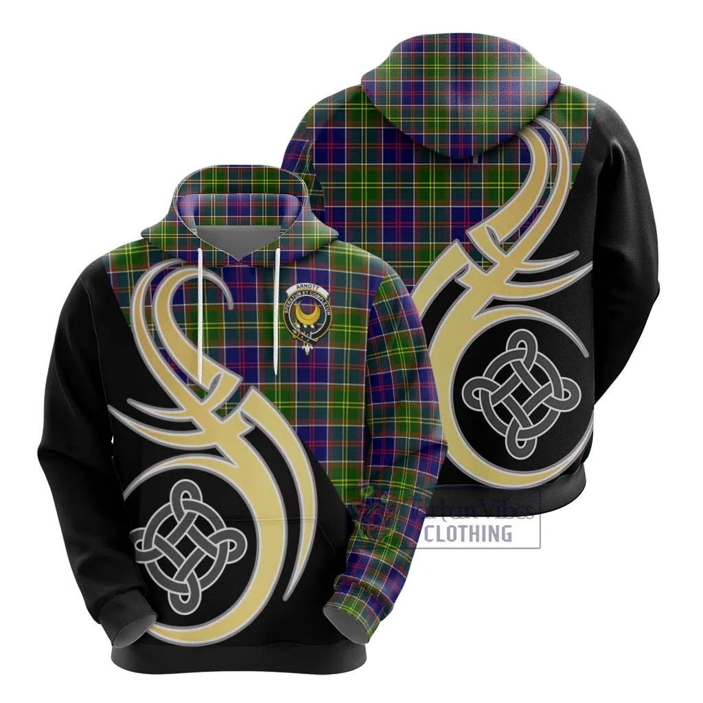 Arnott Tartan Hoodie with Family Crest and Celtic Symbol Style