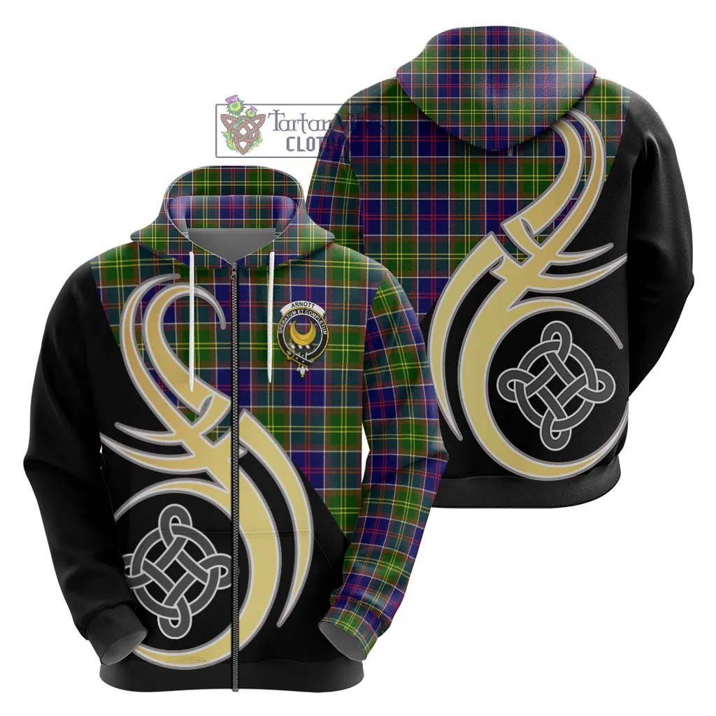 Arnott Tartan Hoodie with Family Crest and Celtic Symbol Style