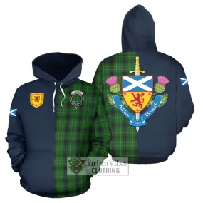 Arthur Highland Tartan Hoodie Alba with Scottish Lion Royal Arm Half Style