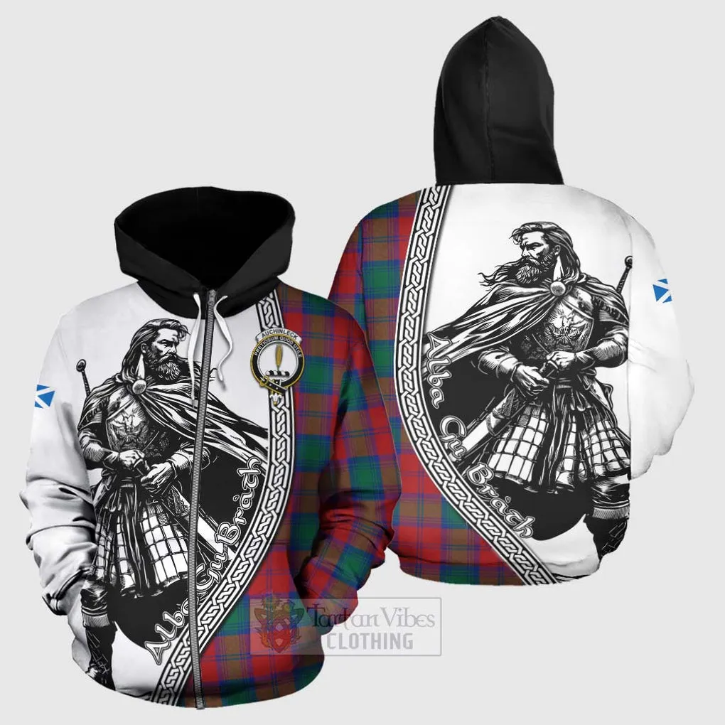 Auchinleck (Affleck) Tartan Clan Crest Hoodie with Highlander Warrior Celtic Style