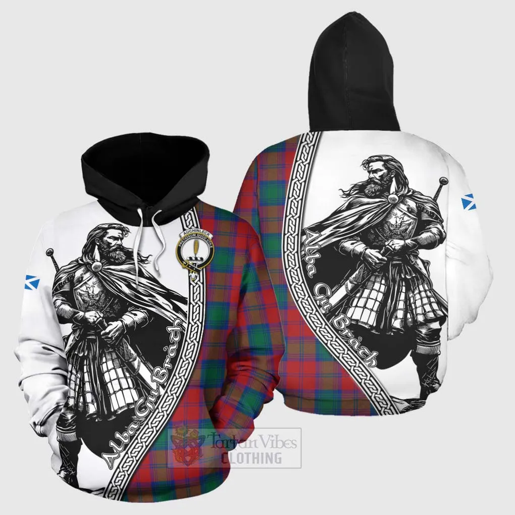 Auchinleck (Affleck) Tartan Clan Crest Hoodie with Highlander Warrior Celtic Style