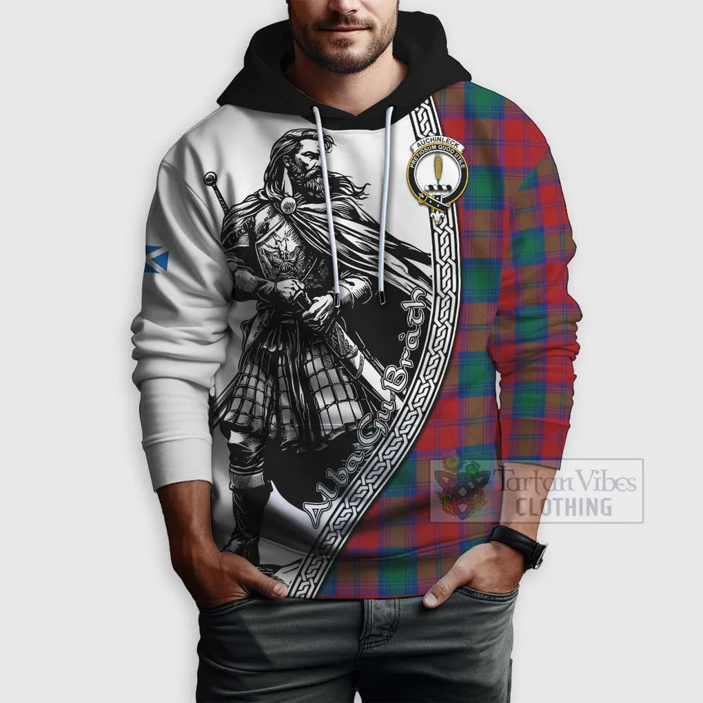 Auchinleck (Affleck) Tartan Clan Crest Hoodie with Highlander Warrior Celtic Style