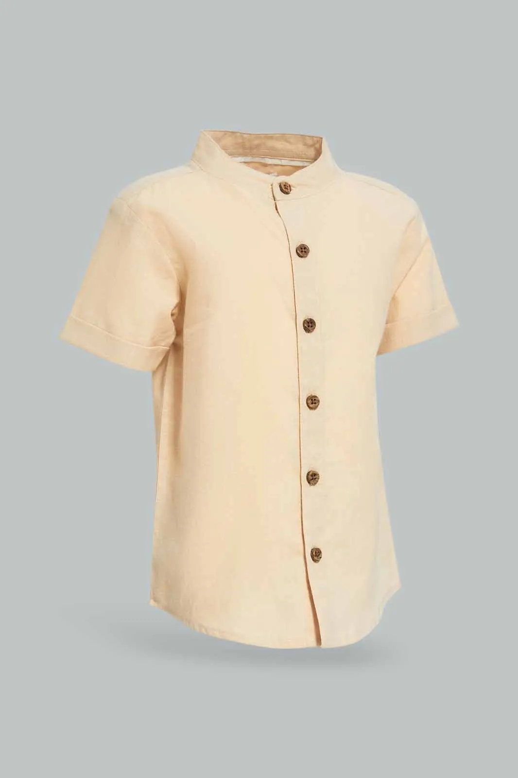 Baby Boys Beige Henley Shirt