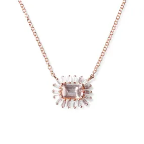 BAGUETTE DIAMOND AND MORGANITE NECKLACE