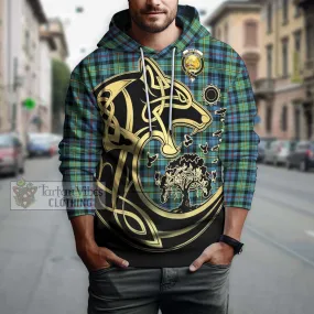 Bailey Ancient Tartan Hoodie with Family Crest Celtic Wolf Style