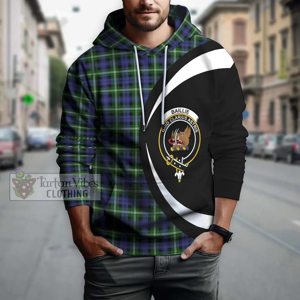 Baillie (Bailey) Tartan Hoodie with Family Crest Circle Style