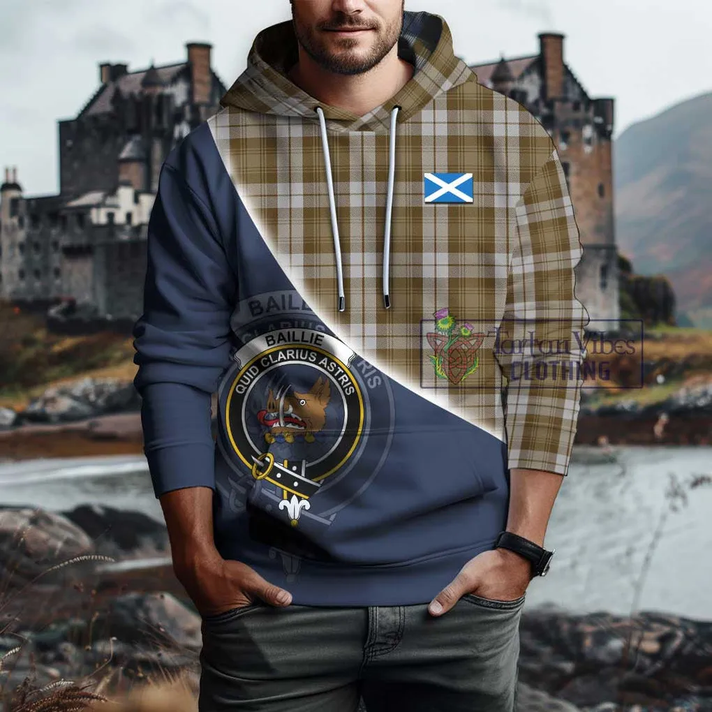 Baillie Dress Tartan Hoodie with Personalised National Flag and Family Crest Half Style