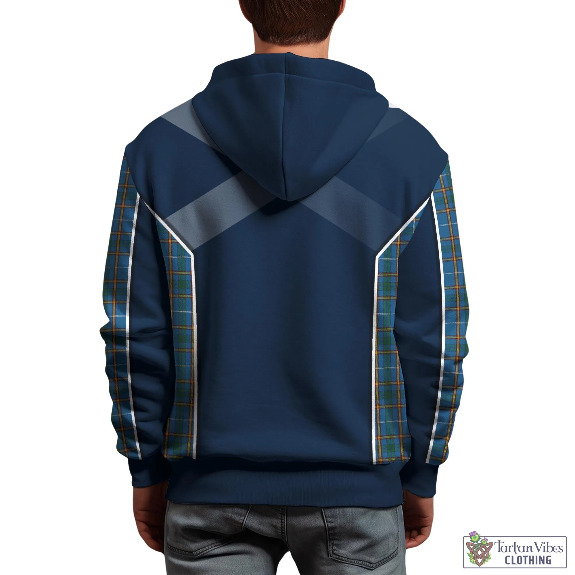 Bain Tartan Hoodie with Family Crest and Lion Rampant Vibes Sport Style