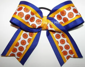 Basketball Royal Blue Yellow Gold Cheer Bow