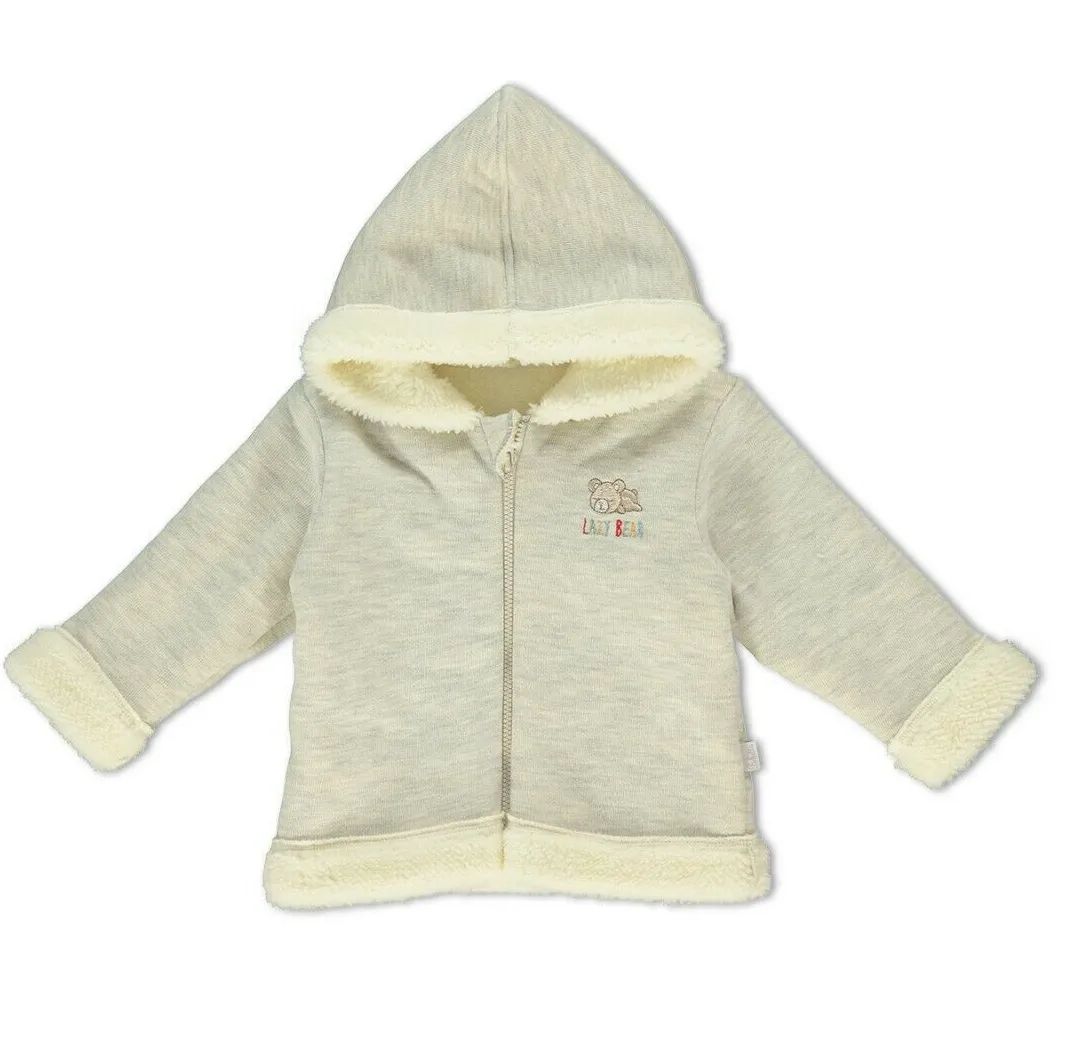 Bebetto Zip Sherpa Fleece  Hooded Jacket Grey (6mths-3yrs)