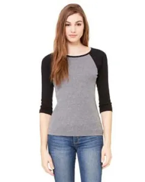 Bella Ladies Baby Rib 3/4 Sleeve Contrast Raglan