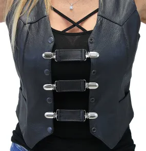 Black Leather Vest Extender with Clips Set of 3 #VC2010CK