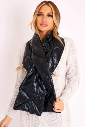 Black PU Padded Scarf - Haizel