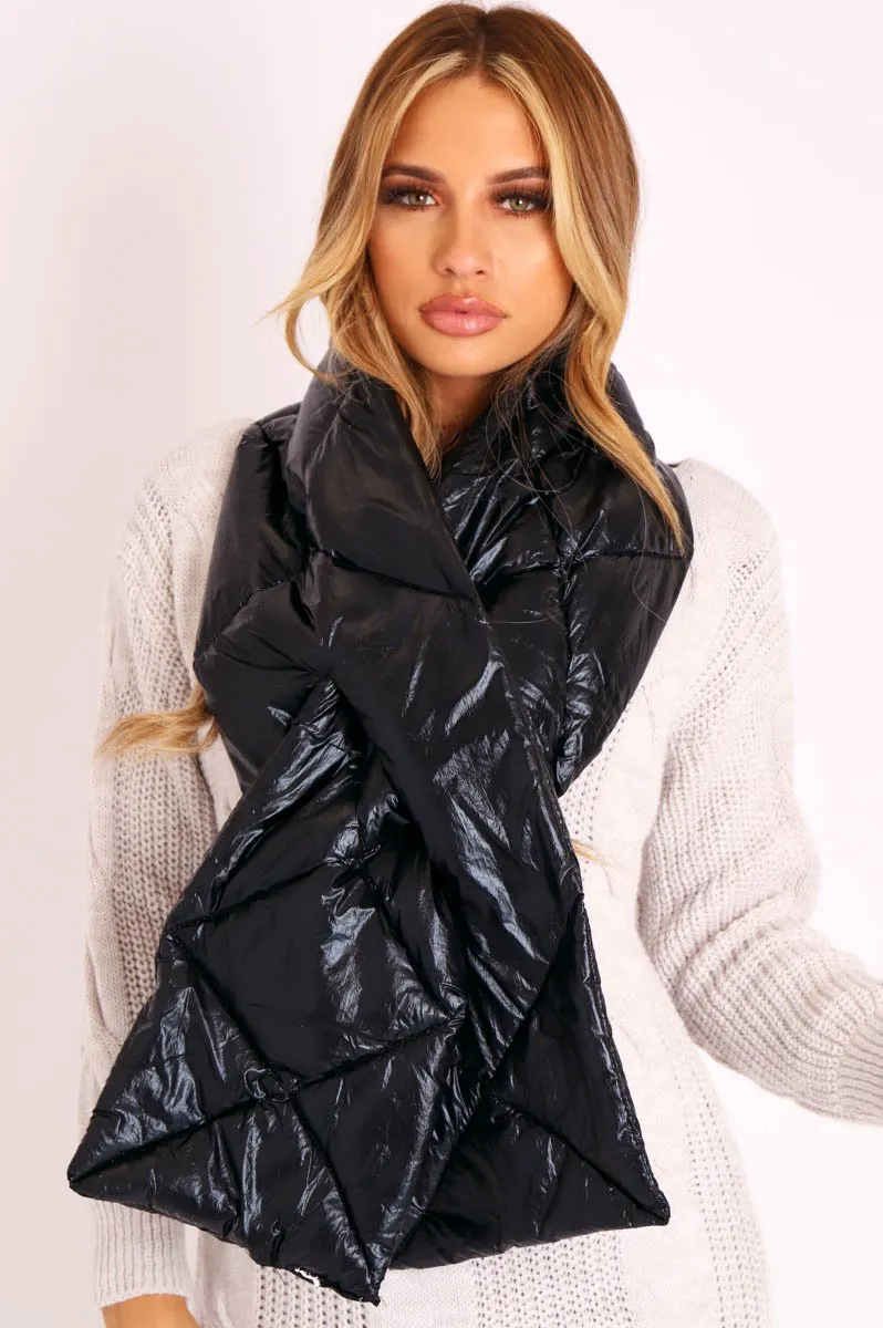 Black PU Padded Scarf - Haizel