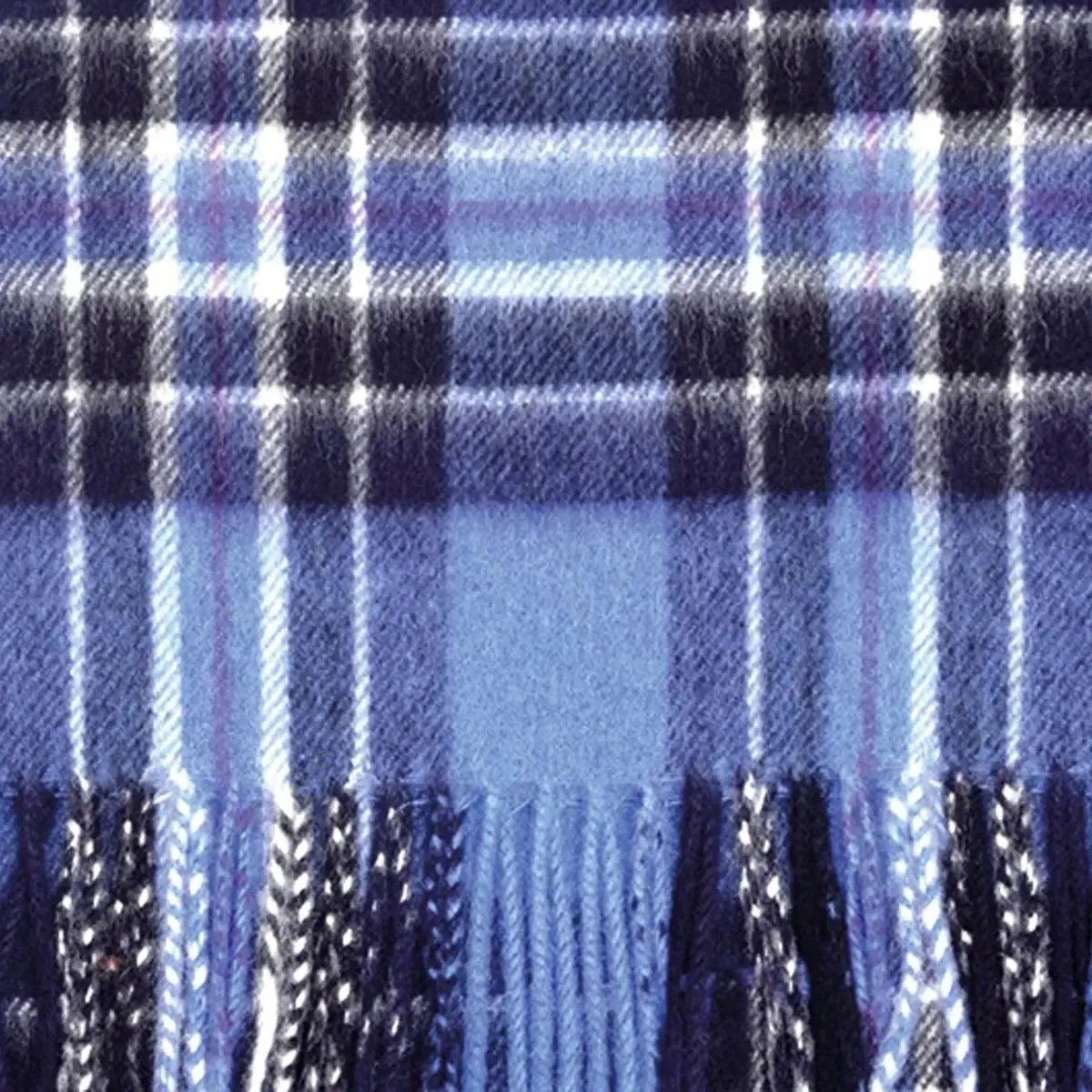 Blue Tartan & Plaid Brushed Cashmere Scarf