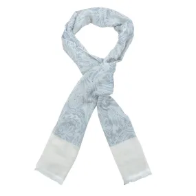 Blue With Ivory Large Floral Design Scarf