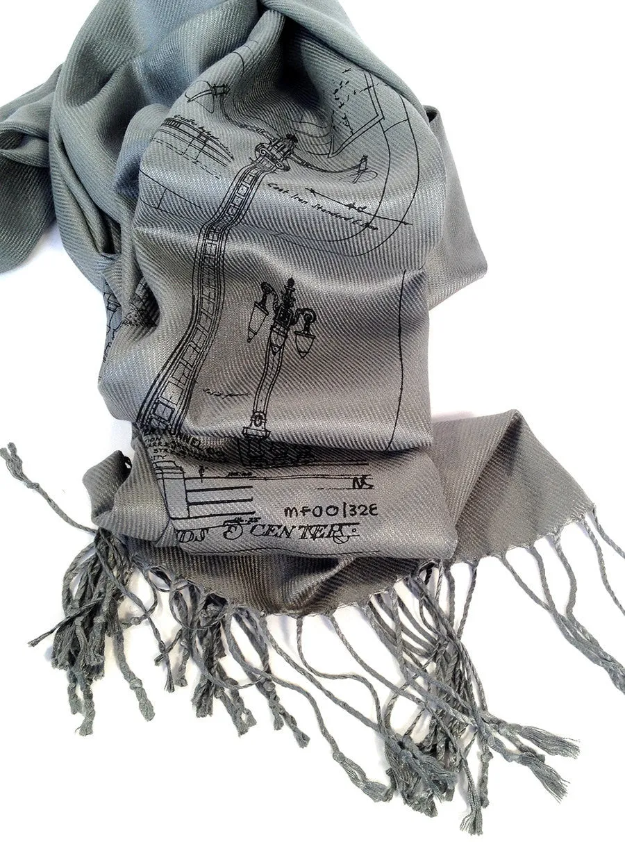 Blueprint Pashmina Scarf: Ironwork Detail, Detroit Train Station