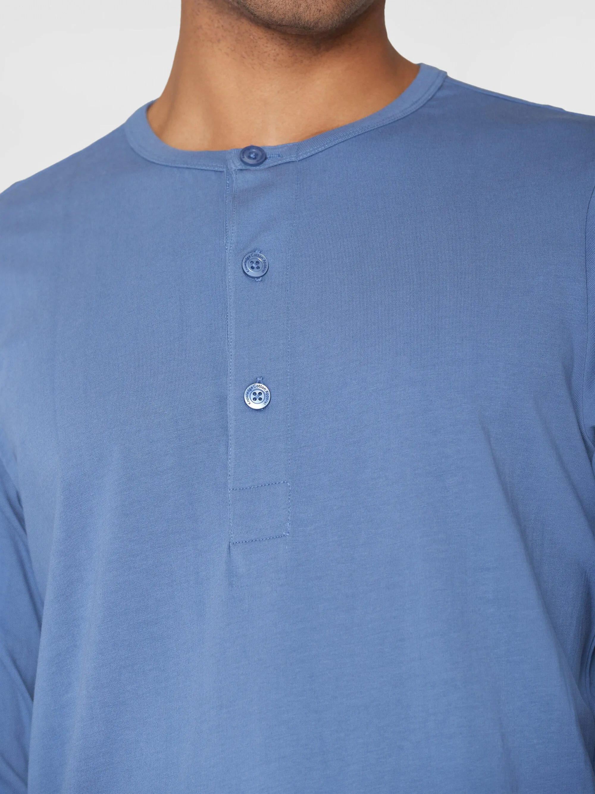 BO long sleeve henley - Regenerative Organic Certified™ - GOTS/Vegan - Moonlight Blue