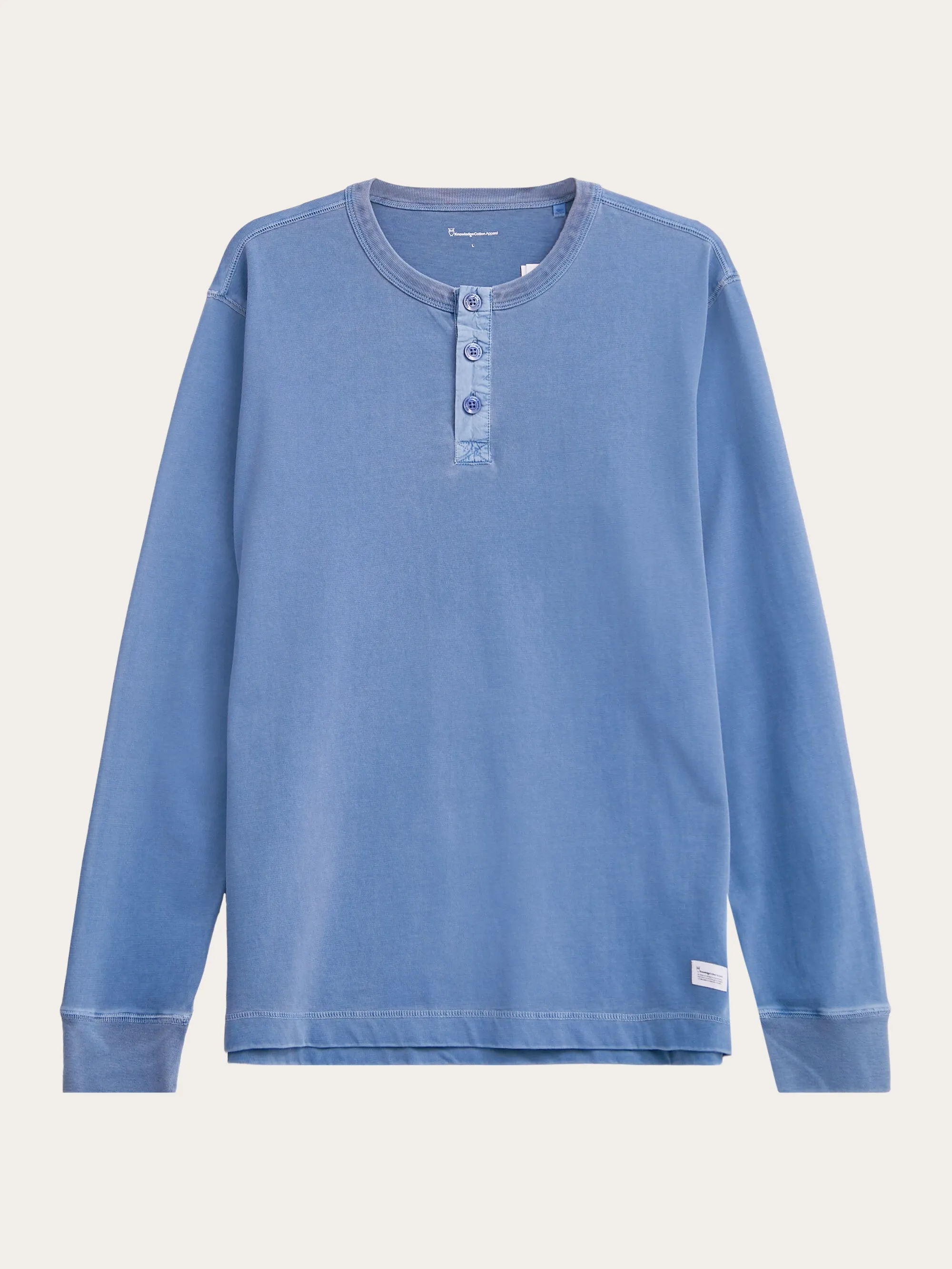 BO long sleeve henley - Regenerative Organic Certified™ - GOTS/Vegan - Moonlight Blue