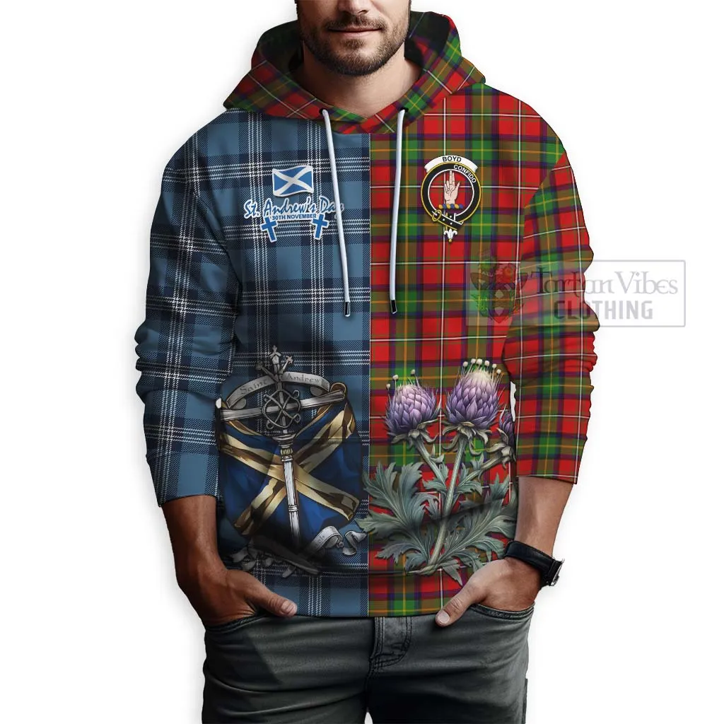 Boyd Tartan Hoodie Happy St. Andrew's Day Half Tartan Style