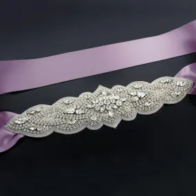 Bridal Sash with Tapered Rhinestone Applique