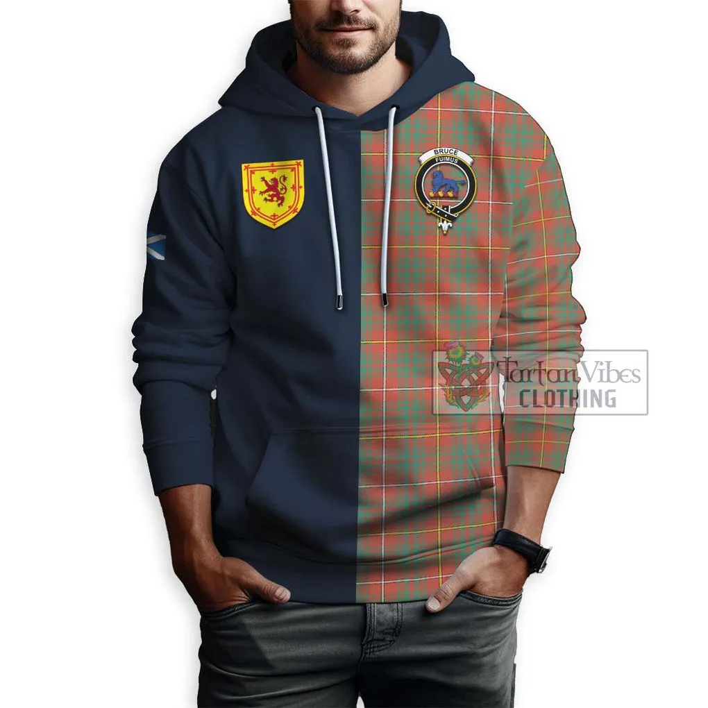 Bruce Ancient Tartan Hoodie Alba with Scottish Lion Royal Arm Half Style