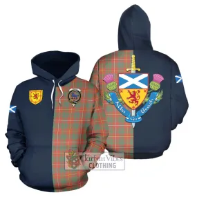 Bruce Ancient Tartan Hoodie Alba with Scottish Lion Royal Arm Half Style