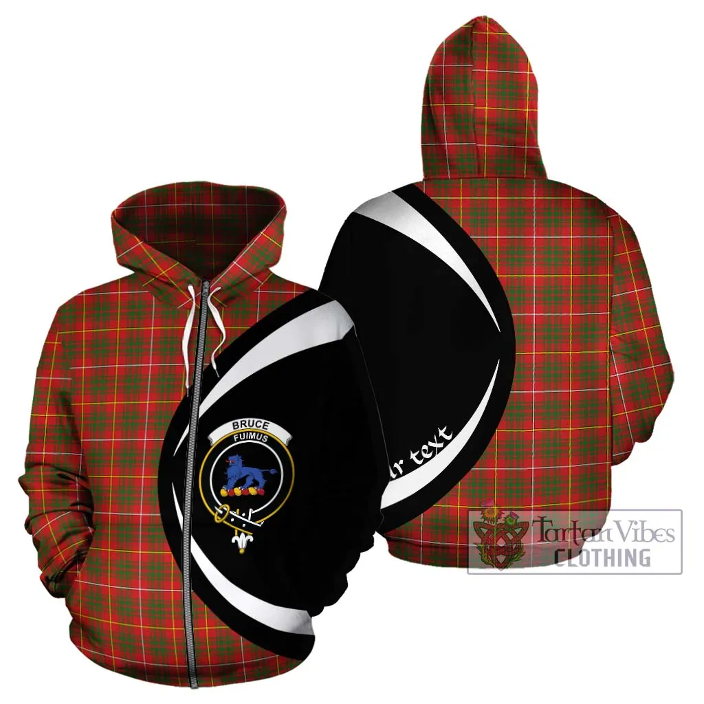 Bruce Modern Tartan Hoodie with Family Crest Circle Style