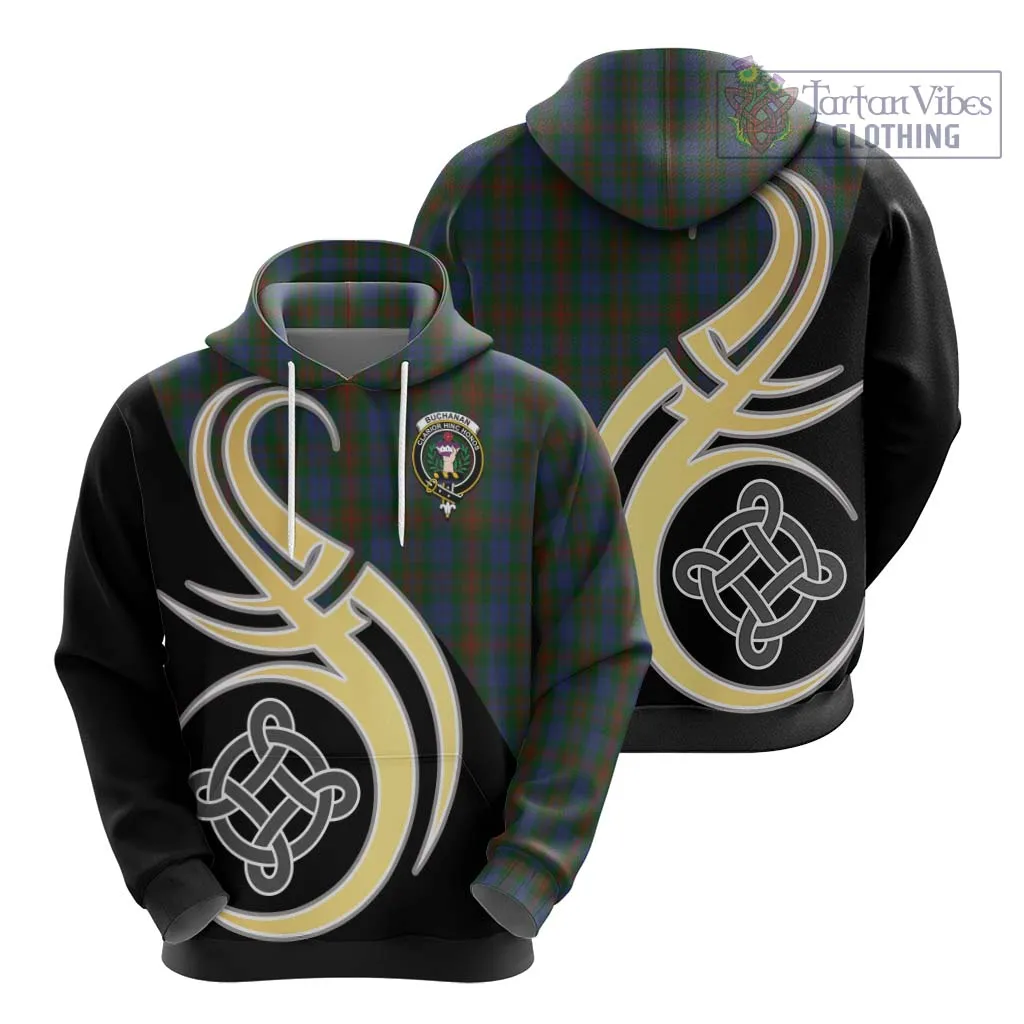 Buchanan Hunting Tartan Hoodie with Family Crest and Celtic Symbol Style