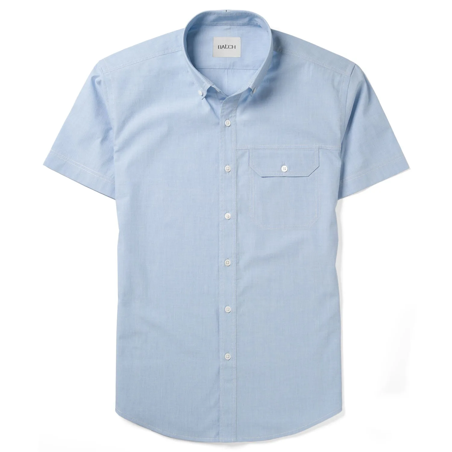 Builder Short Sleeve Casual Shirt – Clean Blue Cotton End-on-end